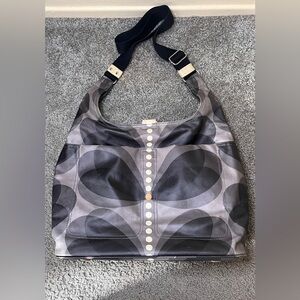 Women’s Orla Kiely Etc. Gray Shoulder Crossbody Bag Adjustable Coated Canvas